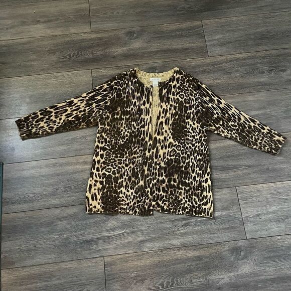 🌟Tweeds sz L cardigan Leopard Print🌟 - Picture 2 of 7